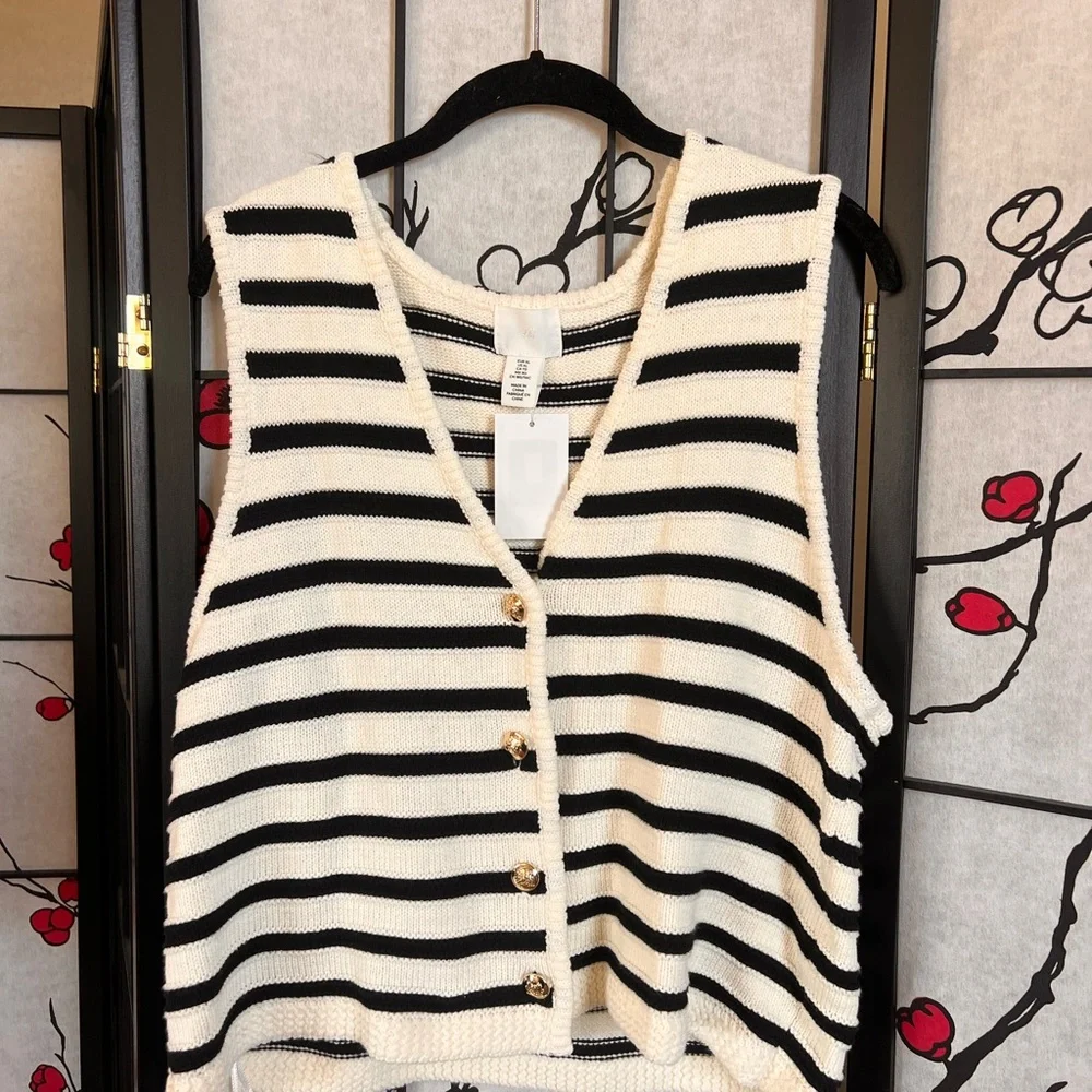 H&M Black and White Striped Sleeveless Blouse - Picture 1 of 3